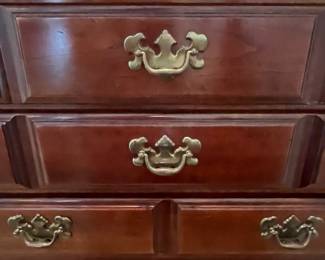 W21 - $175. American Drew Chest of Drawers. 5 drawers all slide easily. Solid Wood. Sturdy & Clean! Measures 36" wide x 19" deep x 46" tall. 