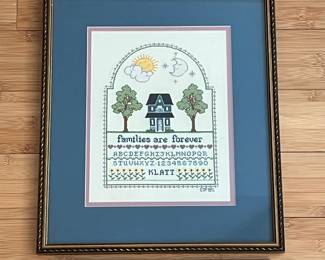 W39 - $30. Families are Forever Cross Stitch. 