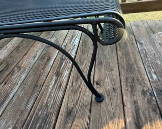 W76 - $125. Single Wrought Iron Chaise Lounge Chair. Multi Position back that does lay all the way flat. Has been repainted but overall very good condition! Hs 2 rubber wheels to help move it easier. Heavy! Measures 39.5" wide x 72" long. 