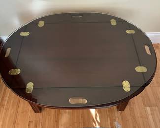 W15 - $75. Solid Wood Coffee Table with drop down leaves. Has glass cut to protect the top. Measures 29" x 29" x 17.5" tall. (If you fold the leaves and take off the glass it up measures 20" x 28" x 17.5" tall.)
