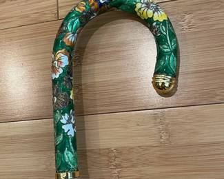 W32 - $25. Pansy Cloisonne Handled Umbrella. Umbrella is in great condition!