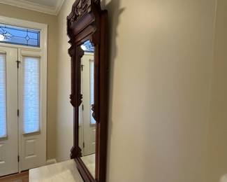 W7 - $125. Antique Carved Mirror Frame - Mirror has been replaced and is in excellent condition! Measures 24" wide x 54" tall. 