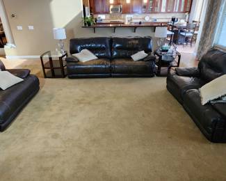 Living room set for sale. Includes Sofa (electric recliner), Love Seat, & oversized chair. There is wear on mostly the Sofa and Loveseat but still quality comfortable set. Willing to sell as a set or individually!