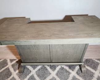 Custom built stand alone bar. Bar has foot rest, interior shelves, drawer, and cabinet. Sturdy and in excellent shape. The starting point of any great home bar!