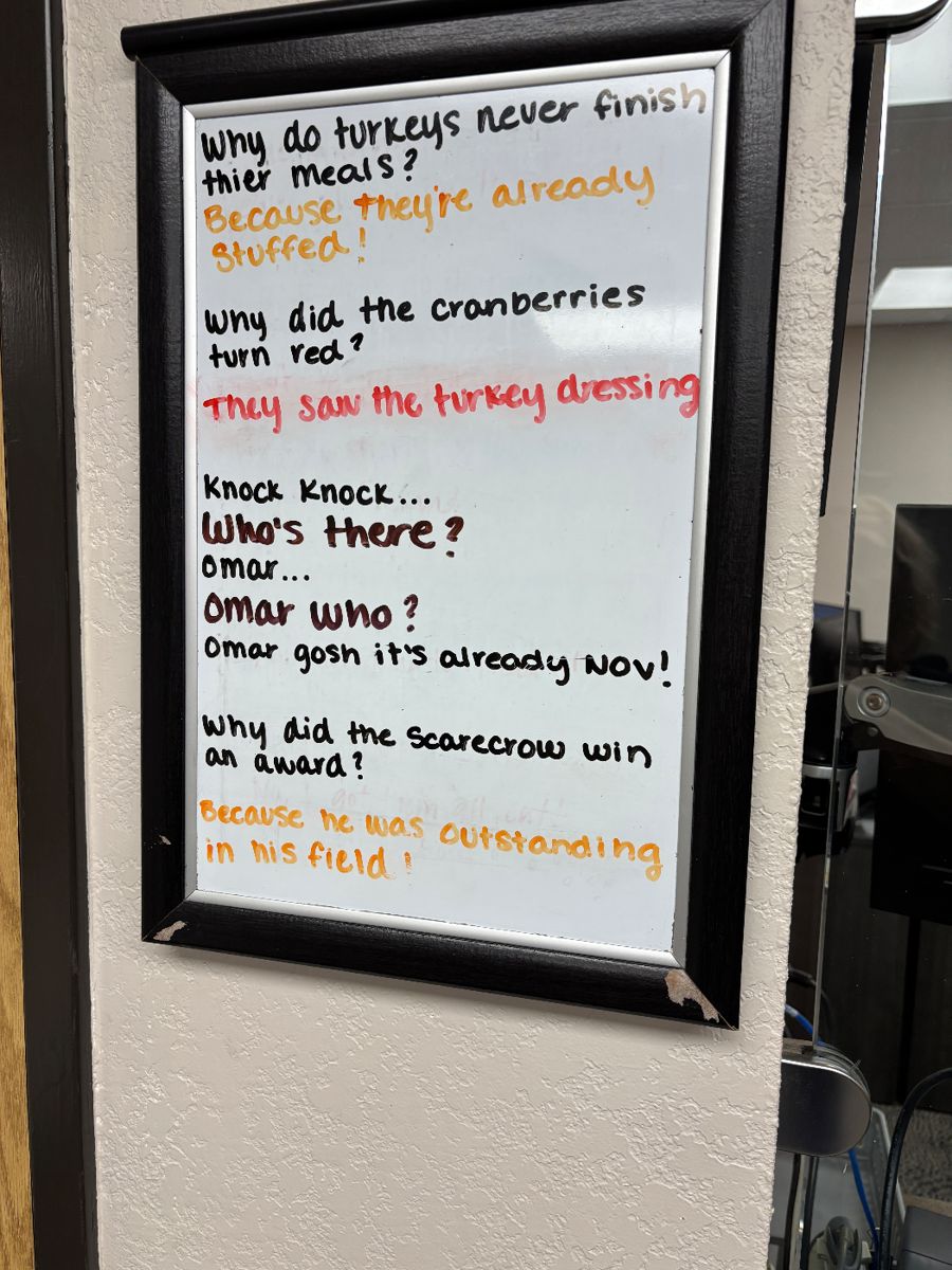 This was at Schertz City Hall when I went in last week. I thought you might enjoy it. Happy Thanksgiving