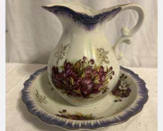 Vintage Royal Crown Miniature Floral Pitcher & Basin