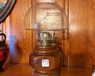 Vintage Wood Hurricane Lamp