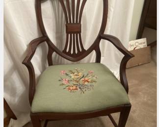 Vintage Mahogony Dining Chairs with Needlepoint Seats