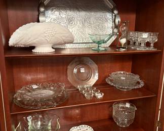 Vintage White Milk Glass Banana Boat Fruit Bowl, Vintage Aluminum Serving Tray, Vintage Uranium Glass, Vintage Salt Cellars, Vintage Glass Serving Pieces