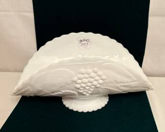 Vintage White Milk Glass Banana Boat Fruit Bowl