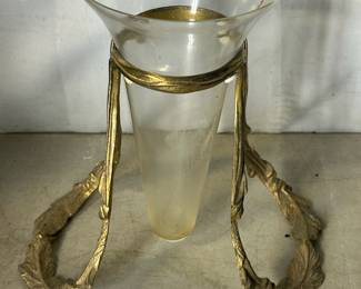 Brass and glass flower vase