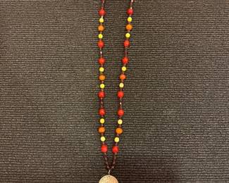 Beaded Necklace w/ Walking Liberty Half Dollar & Mercury Dime Dangles