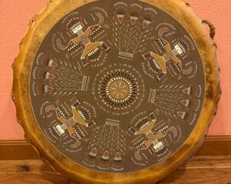 Native American-Made Rawhide Hand Drum - Thunderbirds	