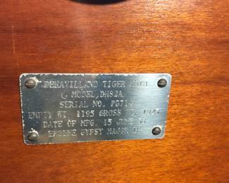 1938 DeHavilland Tiger Moth Bi-Plane Airplane Gypsy Major Engine Experimental / ExhibitionThis item is being sold from where it sits in Tennessee. As is, where is. Must be picked up on site in Tennessee, location is an hour north of Memphis. All transport & pick up is the responsibility of the buyer.