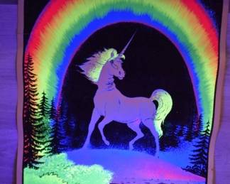 Vintage Unicorn In Paradise Blacklight Poster