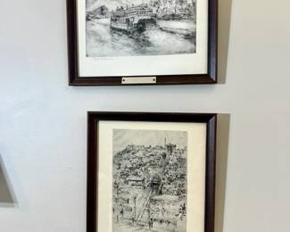 Framed etchings