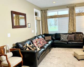 Room and Board black leather sectional 