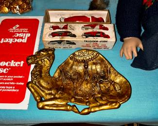 Antique Henderson Ames brass camel ring dish