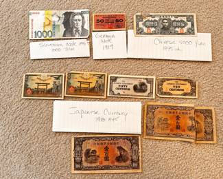 Vintage foreign paper money