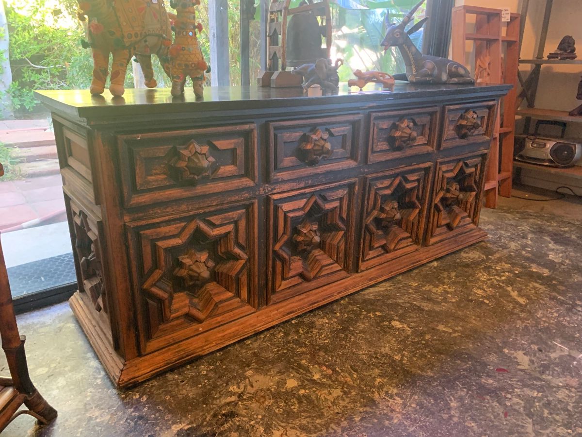 1960s Spanish Brutalist Geometric Design Sideboard