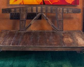 Antique Rustic Indian Iron and Teak Bench