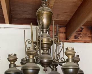 Early American Style Brass Chandelier
