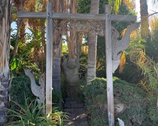 4’ Tall Happy Buddha and Ornate Carved Archway