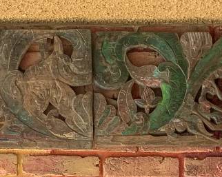 Antique Indonesian Carved and Painted Wood Panels - Pair