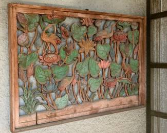 James Mont Style Mid Century Hand Carved Wood Panel