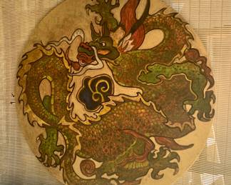 Ceremonial Painted Drum with Dragon Motif