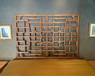 19c Carved Chinese Window Screen / Headboard