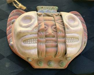 Vintage Aztec Three Ages of Man Ceramic Wall Hanging