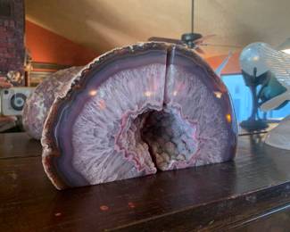 Pair of Purple Agate Geode Bookends