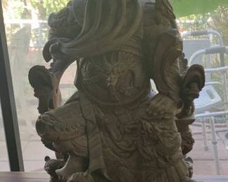 Carved Wood Guan Yu Statue
