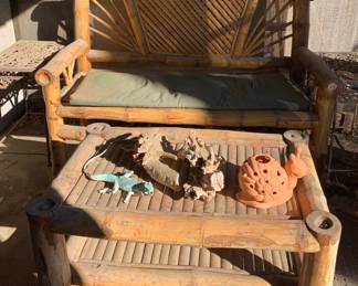 Bamboo Garden Bench and Coffee Table, Two Side Chairs Also Available