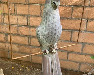 Vintage Copper Parrot on Hanging Stand