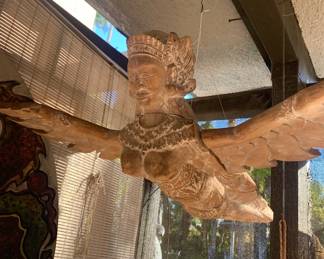 Large Hand Carved Garuda Hanging Statue