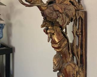Antique Chinese Gilded Wood Double Sided Wall Element