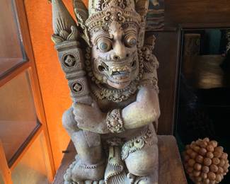 Balinese Dwarapala Temple Guardian Statue, a Pair