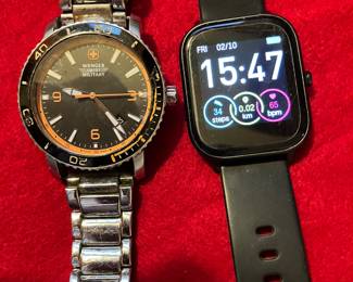 Wenger Swiss Military watch; Fitbit with charger