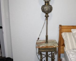 antique electrified brass and marble piano lamp (Bradley & Hubbard?)