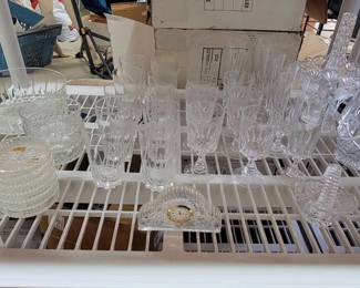 Crystal Glasses, Princess House Coasters, Decanter, Mantel Clock, 