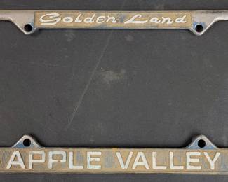 Golden Land Apple Valley License Plate Frame