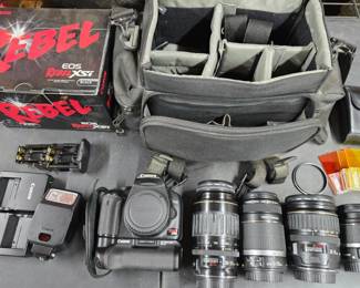 Canon Rebel XSi with 4 Lenses, Batt Grip, Case