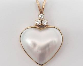 14k Gold Heart Pendent with Accent Diamonds