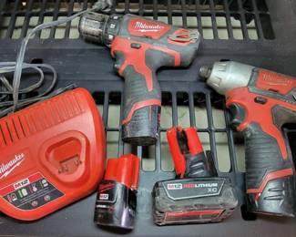 Milwaukee Impact, Drill, 4 Batteries and Charger 