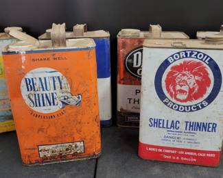 6 Vintage One Gallon Tins