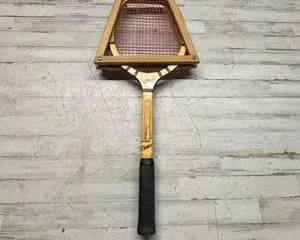  Vintage Tennis Racket Cragin Blue Arrow Wood Racquet w/ Wooden Press Frame