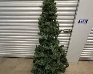  6’ Slim Artificial Christmas Tree w/ Pre-Strung Green Wire Lights – Indoor Holiday Decor