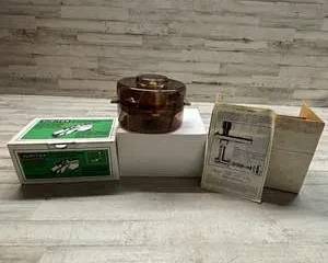  Jupiter Fruit Press Attachment with Original Boxes and Meat Grinder Manual Vintage Kitchen Tool Lot